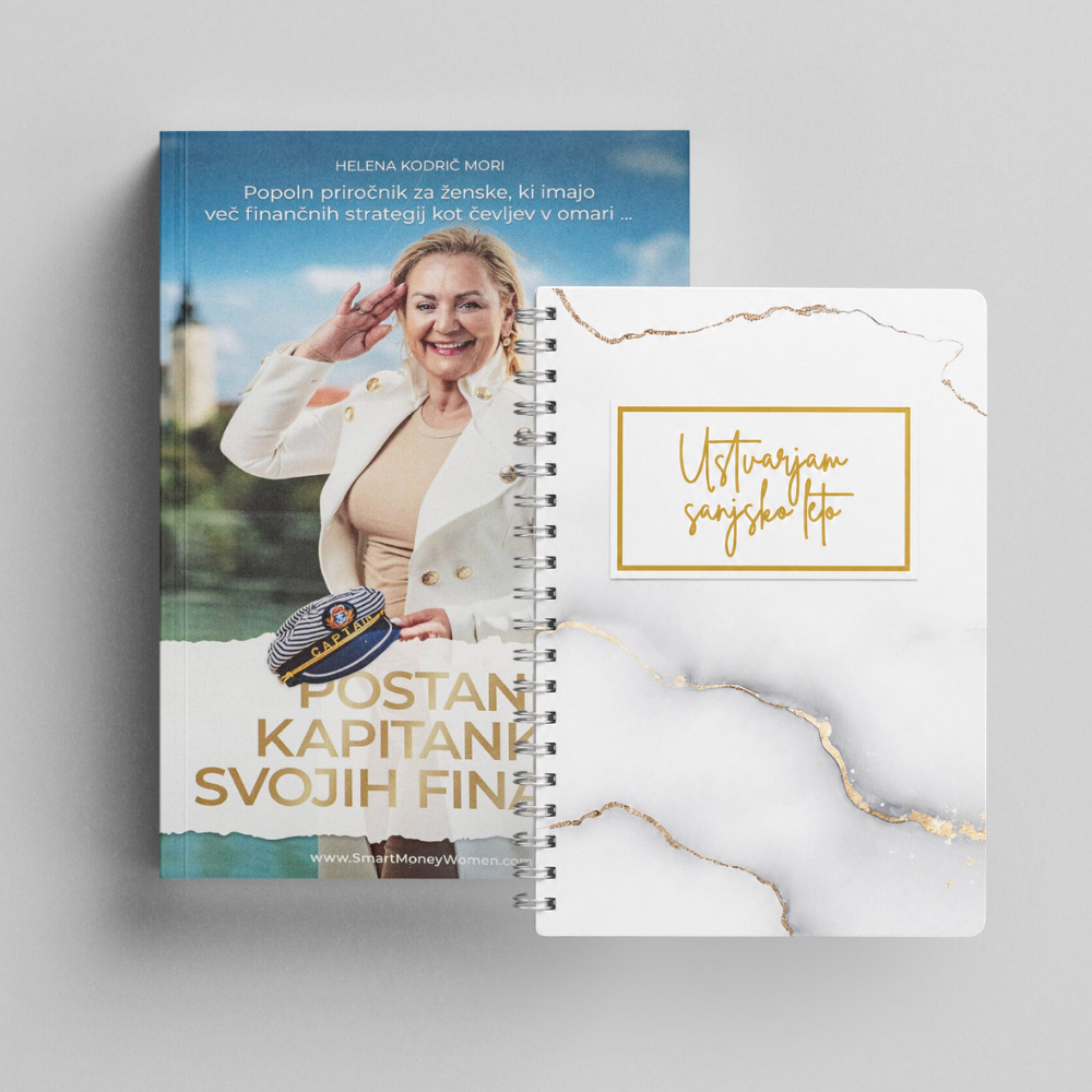 Paket knjiga Postani kapitanka svojih financ in rokovnik Sijaj